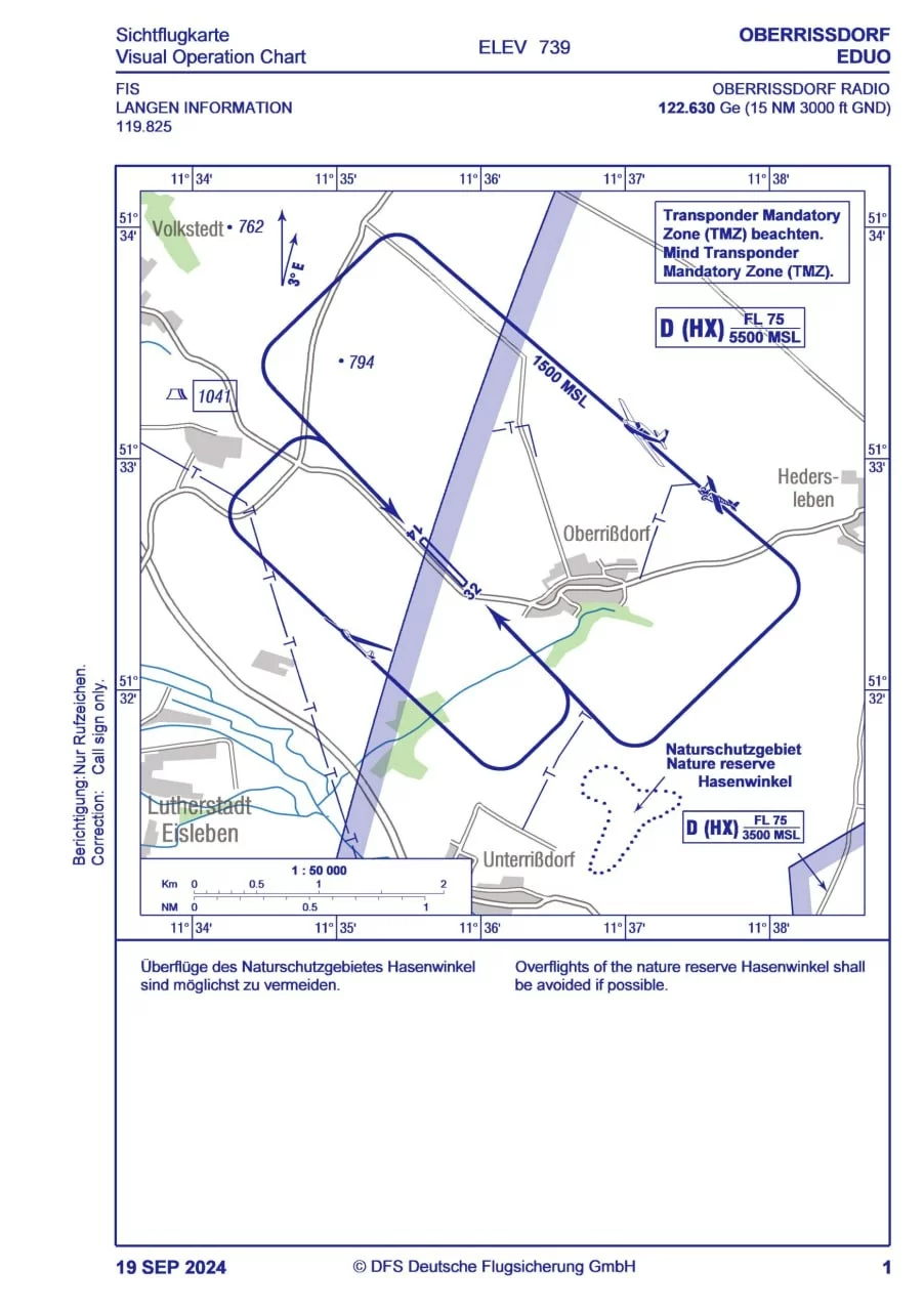 Anflugkarte Flugplatz Oberrißdorf EDUO